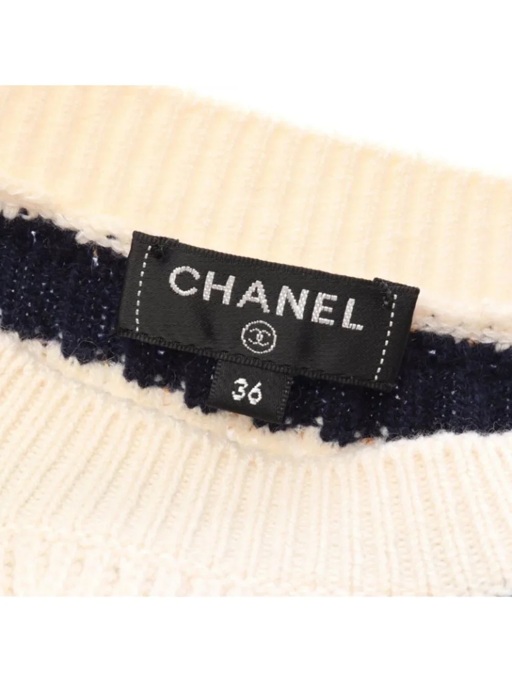 Chanel Knit CC Logo Sequined Border Cashmere Sweater